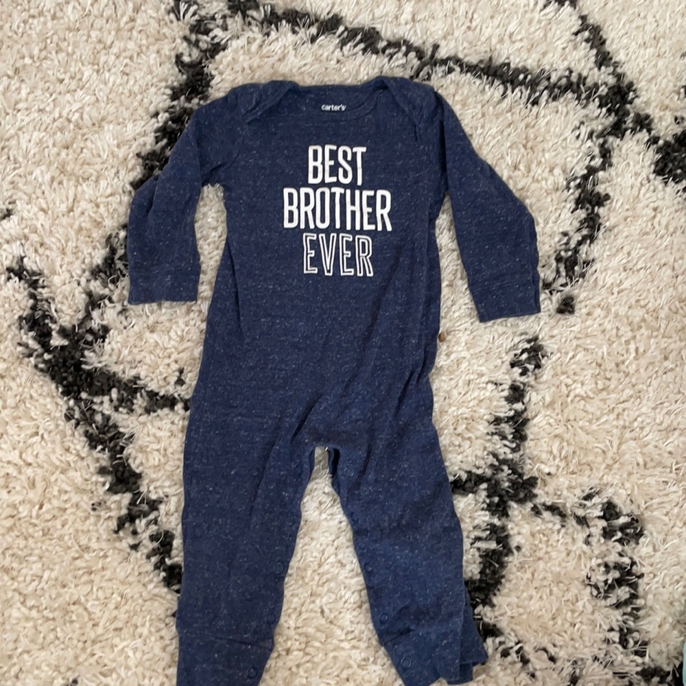 Best Brother Ever! Navy marled cotton romper